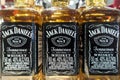 The famous Jack DanielÃ¢â¬â¢s Tennessee USA Whiskey in glass bottles